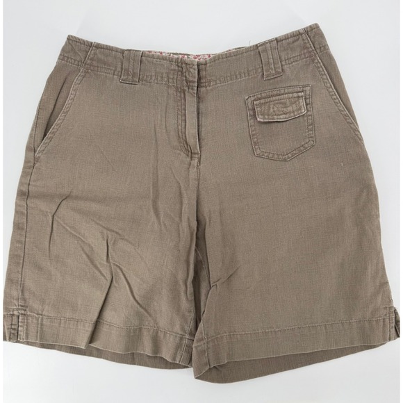 J. Jill Pants - J. Jill Womens Brown Cotton Utility Shorts Size 4 Floral Lined Taupe Casual